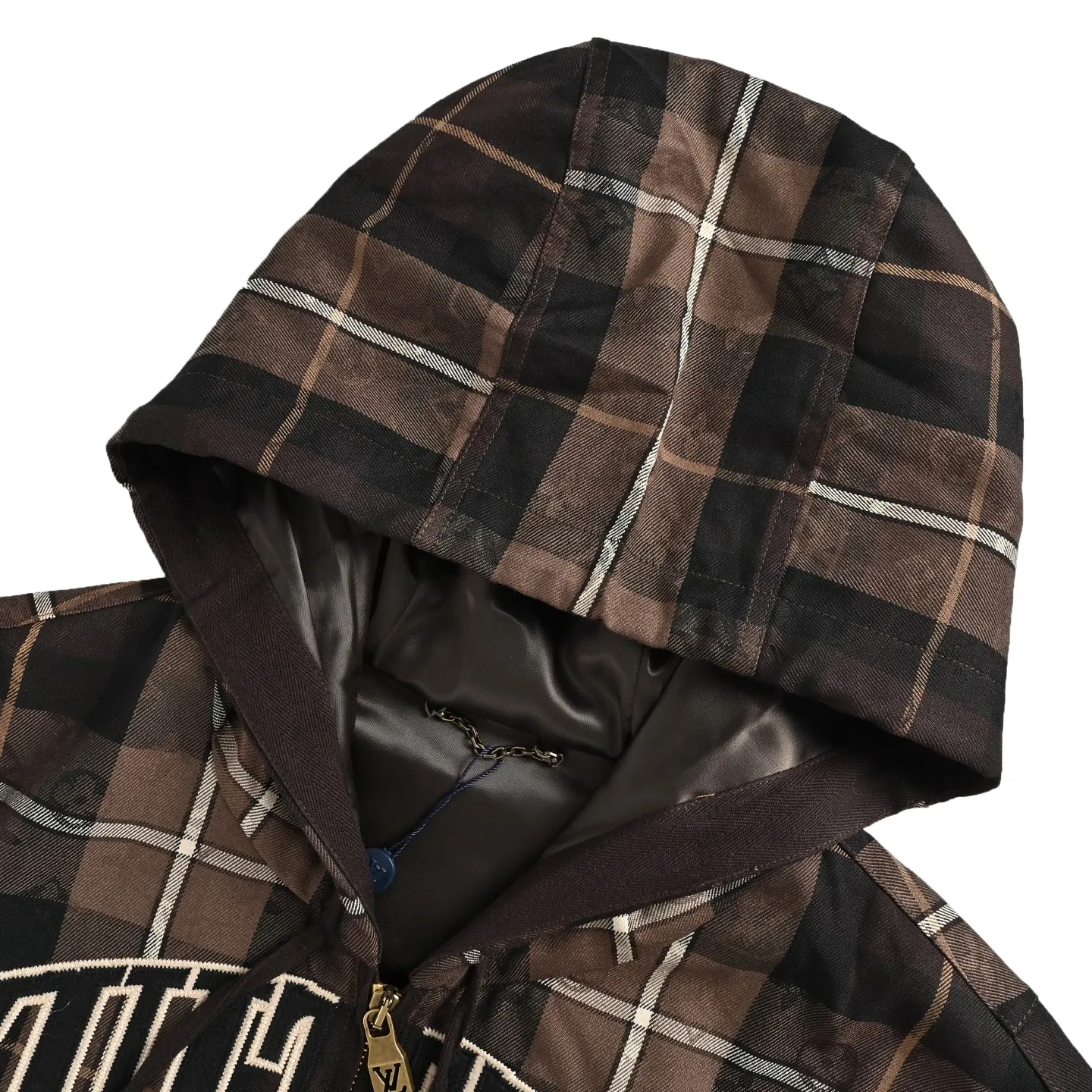 Louis Vuitton/Louis Vuitton Retro plaid curved letter embroidered hooded jacket